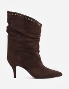 ideal Botine Slouchy cu toc stiletto din imitație de piele întoarsă cu ochiuri metalice decorative Tallie Maro