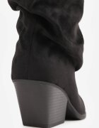 ideal Botine Slouchy din imitație de piele întoarsă cu fronseu pe toc Con Utussa Negre