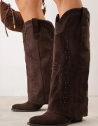 ideal Ciocate cu toc conic cu carâmb răsucit cu nituri și broderie Selopa Maro