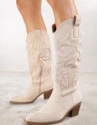 ideal Cizme Bej Stil Cowboy în Stil Clasic din Imitație de Piele Întoarsă Rilamira