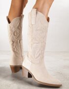 ideal Cizme Bej Stil Cowboy în Stil Clasic din Imitație de Piele Întoarsă Rilamira