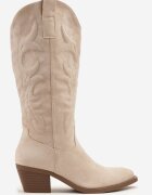 ideal Cizme Bej Stil Cowboy în Stil Clasic din Imitație de Piele Întoarsă Rilamira