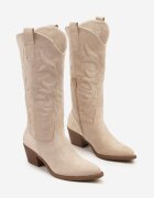 ideal Cizme Bej Stil Cowboy în Stil Clasic din Imitație de Piele Întoarsă Rilamira