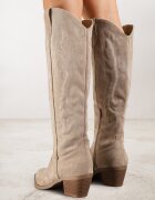 ideal Cizme Cowboy Bej închis în Stil Clasic din Imitație de Piele Întoarsă Lataselia