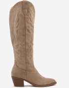 ideal Cizme Cowboy Bej închis în Stil Clasic din Imitație de Piele Întoarsă Lataselia