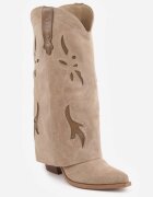 ideal Cizme de cowboy cu carâmb care imită piciorul cu zirconii decorative pe toc Anemona Bej închis