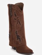 ideal Cizme de cowboy cu carâmb care imită piciorul cu zirconii decorative pe toc Anemona Maro