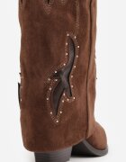 ideal Cizme de cowboy cu carâmb care imită piciorul cu zirconii decorative pe toc Anemona Maro
