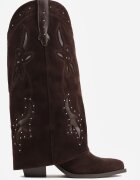 ideal Cizme de cowboy cu carâmb care imită piciorul cu zirconii decorative pe toc Anemona Maro
