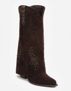 ideal Cizme de cowboy cu carâmb care imită piciorul cu zirconii decorative pe toc Anemona Maro