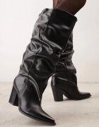 ideal Cizme elegante cu toc și carâmb fronsat Tumba Negre