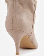 ideal Cizme încrețite dedesubtul genunchiului pe toc stiletto cu shaft cu textură de piele întoarsă Linani Bej închis