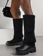 ideal Cizme Negre Chunky cu carâmb tricotat ce imită cracul pantalonului Fenema