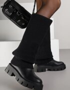 ideal Cizme Negre Chunky cu carâmb tricotat ce imită cracul pantalonului Fenema