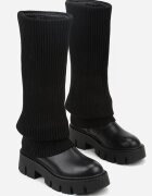 ideal Cizme Negre Chunky cu carâmb tricotat ce imită cracul pantalonului Fenema