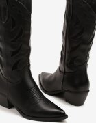 ideal Cizme Negre pe Toc Gros în Stil Cowboy Decorate cu Relief Latimesa
