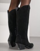 ideal Cizme Negre Stil cowboy cu toc conic din piele intoarsă naturală Adeora
