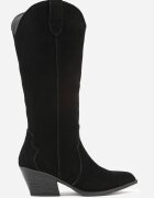 ideal Cizme Negre Stil cowboy cu toc conic din piele intoarsă naturală Adeora