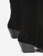 ideal Cizme Negre Stil cowboy cu toc conic din piele intoarsă naturală Adeora