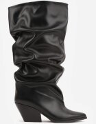 ideal Cizme Slouchy cu toc conic și vârf ascuțit Ilena Negre