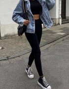 ideal Colanți negri din tricot High Waist cu elastic în talie Nimzza