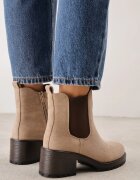 ideal Cu talpă joasă (tip chelsea) cu toc gros cu fețe cu textură de piele întoarsă Berrya Bej închis