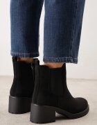 ideal Cu talpă joasă (tip chelsea) cu toc gros cu fețe cu textură de piele întoarsă Berrya Negre