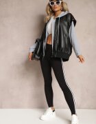 ideal Czarne Legginsy z Lampasami po Bokach Pellira