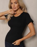 ideal Czarny Klasyczny T-shirt z Bawełny Bilena