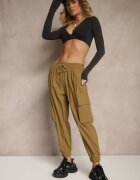ideal Pantaloni Cargo Verzi din Bumbac Talie Înaltă Kolanielis
