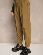 ideal Pantaloni Cargo Verzi din Bumbac Talie Înaltă Kolanielis