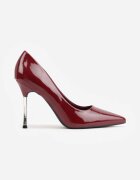 ideal Pantofi cu toc cui cu luciu lăcuit pe toc metalic cu linie subțire Gaenzira Bordo