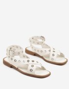 ideal Sandale Albe Tip Gladiator cu Vârf Pătrat Împodobite cu Ținte Annivelle