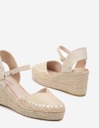 ideal Sandale Bej pe platformă împletită tip espadrile Nanissa