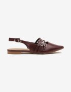 ideal Sandale Bordeaux Slingback cu vârf ascuțit decorate cu barete și catarame Voseira