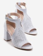 ideal Sandale Botine Albastre cu Cataramă pe Toc Gros Ciarilora