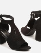 ideal Sandale Botine Negre cu Cataramă cu Toc Gros Ciarilora