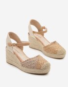 ideal Sandale Maro tip Espadrile cu Pană din Împletitură Annivane