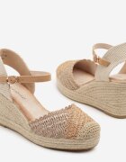 ideal Sandale Maro tip Espadrile cu Pană din Împletitură Annivane