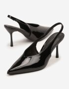 ideal Sandale Negre Lăcuite cu toc stiletto Tip slingback Addoxie