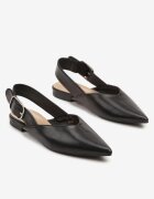 ideal Sandale Negre Tip Slingback Decorate cu Cataramă Banelias