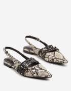 ideal Sandale Negru-Bej model șarpe Slingback cu vârf ascuțit cu barete și catarame Voseira