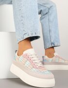 ideal Sneakers Bej-Roz cu Platformă Decorați cu Împletitură Nilaraviela
