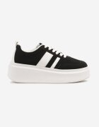 ideal Sneakerși Negri Clasici Tenisi pe Talpă Groasă cu Koturn Adessia