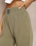 ideal Zielone Spodnie Dresowe High Waist z Kieszeniami i Ściągaczami Falira