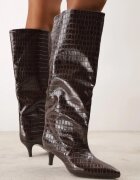 inia Cizme cu toc stiletto decorate cu imitație de piele de crocodil Martinesa Maro