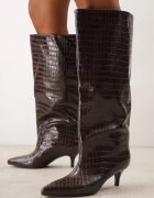 inia Cizme cu toc stiletto decorate cu imitație de piele de crocodil Martinesa Maro