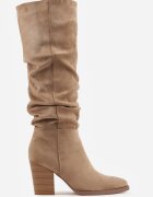 inia Cizme din eco-suede cu toc gros și carâmb decorativ încrețit Reaelora Bej