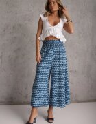 j.stars Pantaloni Bleumarin și Albastru Larghi din Viscoză cu Elastic Înncrețit în Talie Mellody