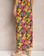 j.stars Pantaloni Galben-Roz din viscoză cu picior drept talie înaltă și model floral Zaranima